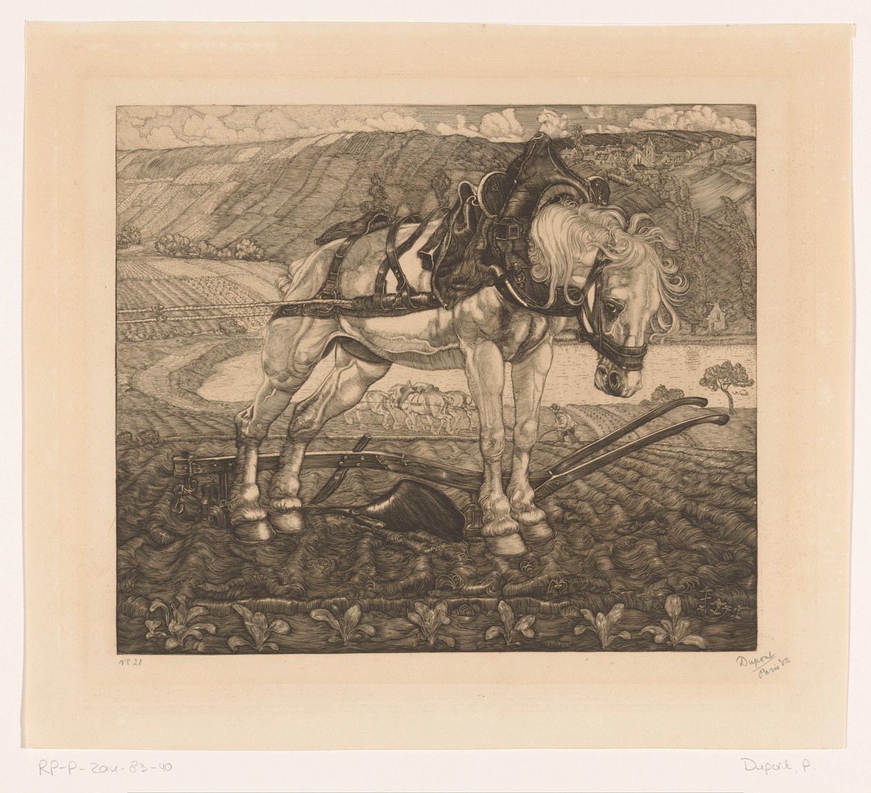 Arando o cavalo em uma colina L