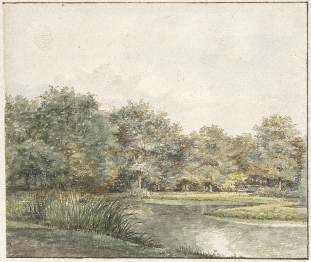 Paisagem com árvores na água de Pieter Ernst Hendrik Praetorius