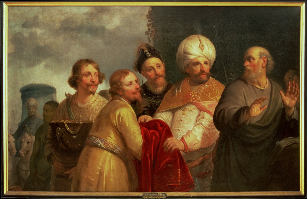 O Profeta Eliseu Rejeitando Presentes de Naaman de Pieter Fransz. de Grebber