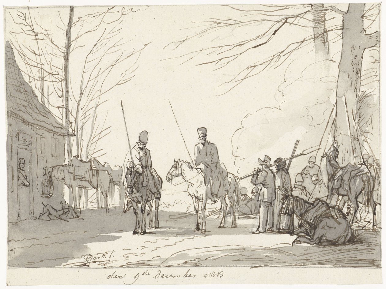 Cossack bivouac, 9 de Dezembro de 1813 de Pieter Gerardus van Os (signed by artist)