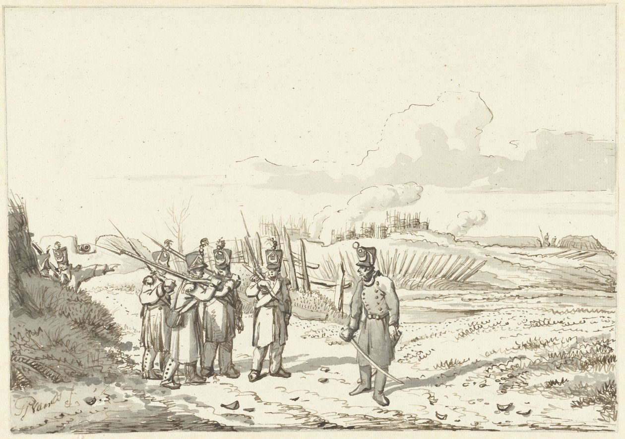 Uma patrulha itinerante, 1813-1814 de Pieter Gerardus van Os (signed by artist)