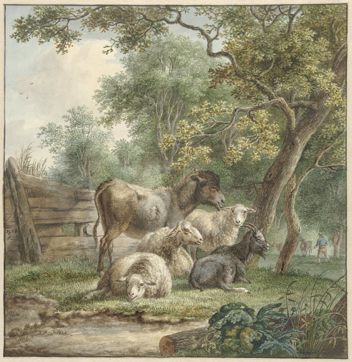 Gado em um pomar de Pieter Gerardus van Os
