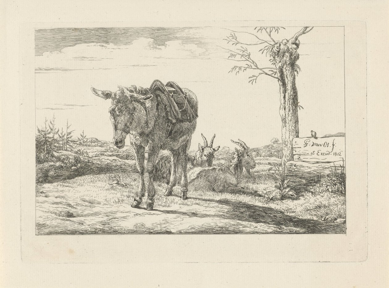 Um burro e dois bodes de Pieter Gerardus van Os