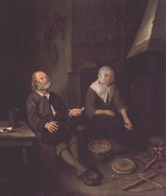 Casal de Idosos na sua Cozinha de Pieter Gerritsz. van Roestraten