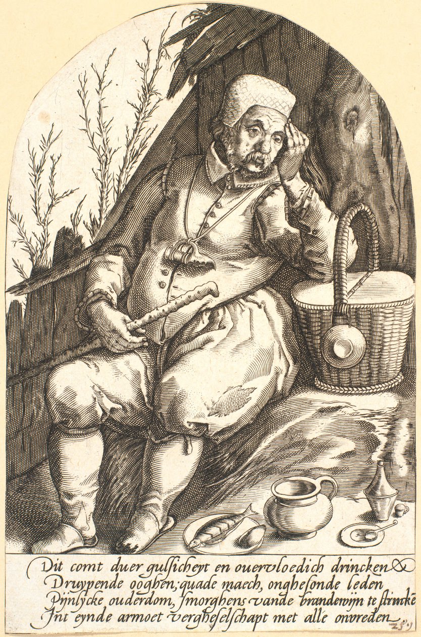 Camponês, sátira à embriaguez de Pieter Goos
