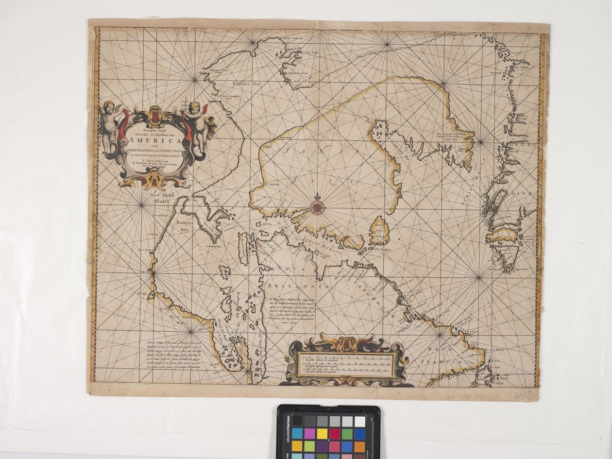 Novo mapa da costa mais a nordeste da América (gravura com coloração à mão em papel branco) de Pieter Goos