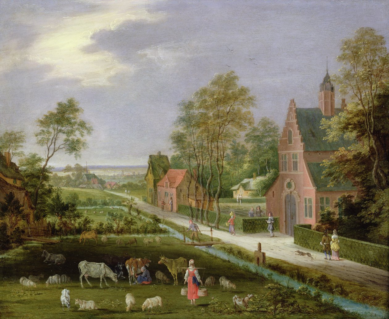Paisagem da Aldeia (óleo em cobre) de Peeter Gijsels