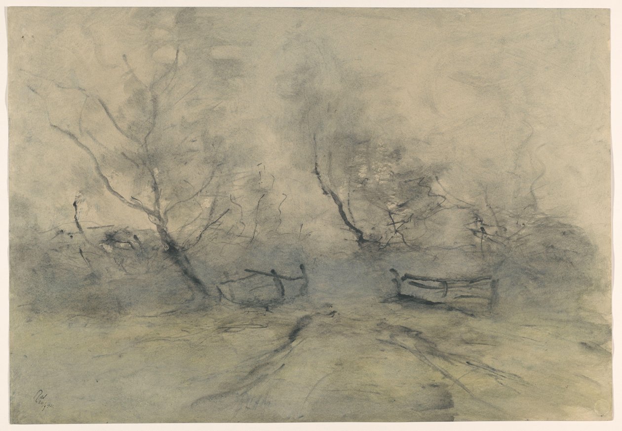 Borda da floresta com uma cerca de Pieter H.J.J. Ras (signed by artist)