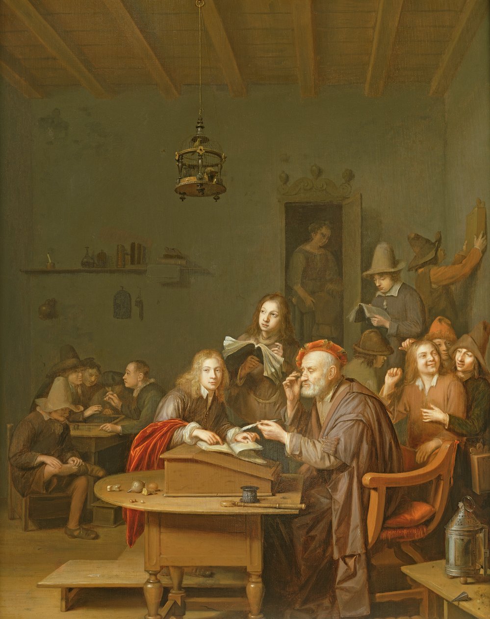 Interior de uma sala de escola de Pieter Harmansz Verelst