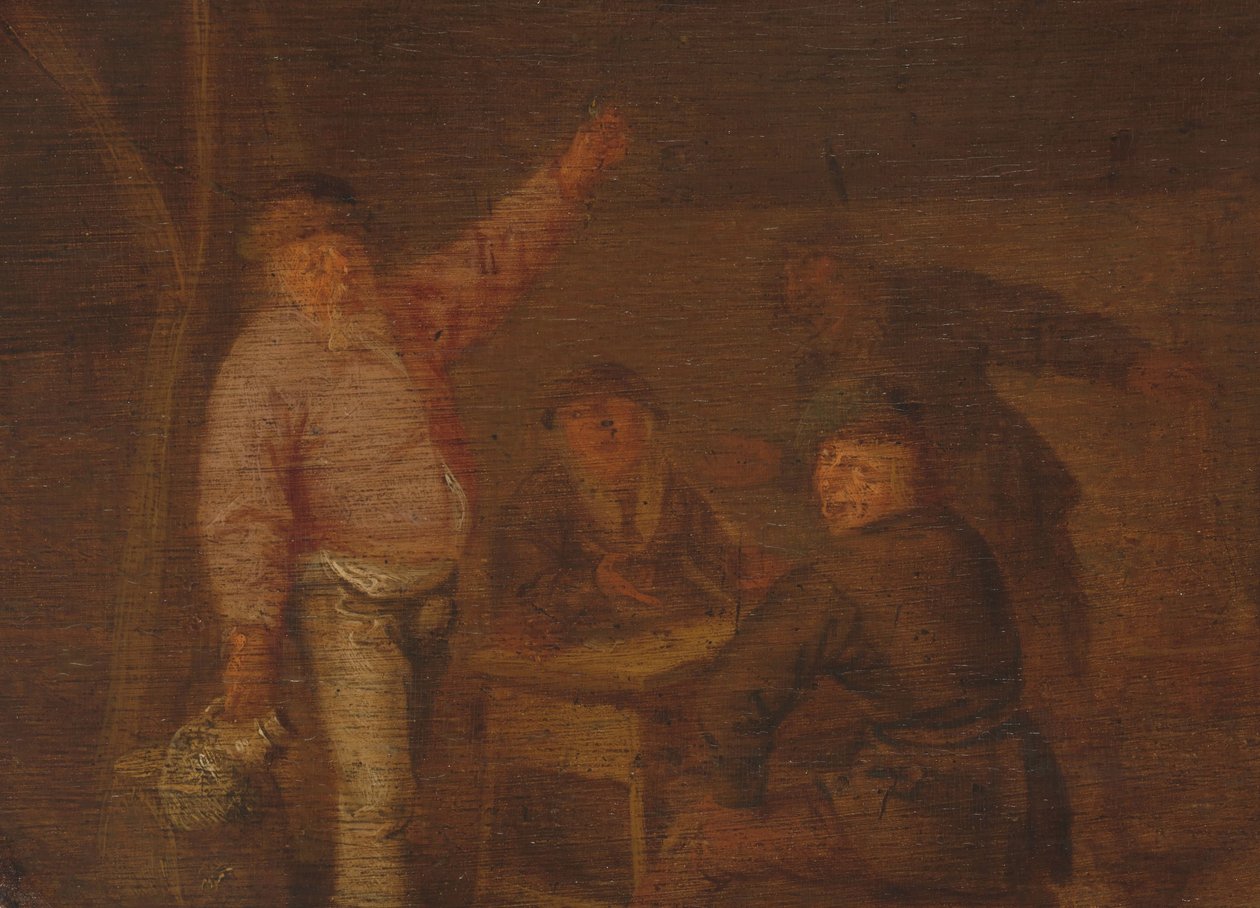 Camponeses bebendo em um celeiro de Pieter Hermansz. Verelst
