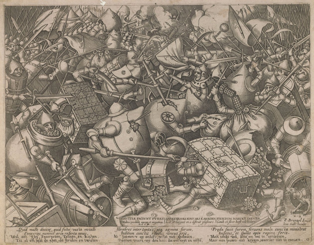 Luta dos Sacos de Dinheiro e dos Cofres, c. 1560 de Pieter Heyden van der