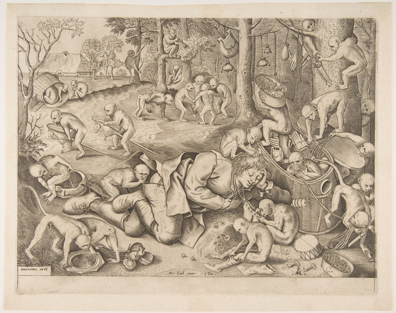 O mercador roubado por macacos, 1562 de Pieter Heyden van der