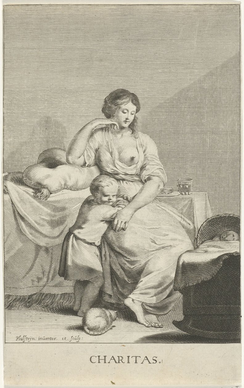 Mãe com filhos Caridade (título no objeto) de Pieter Holsteyn (II)