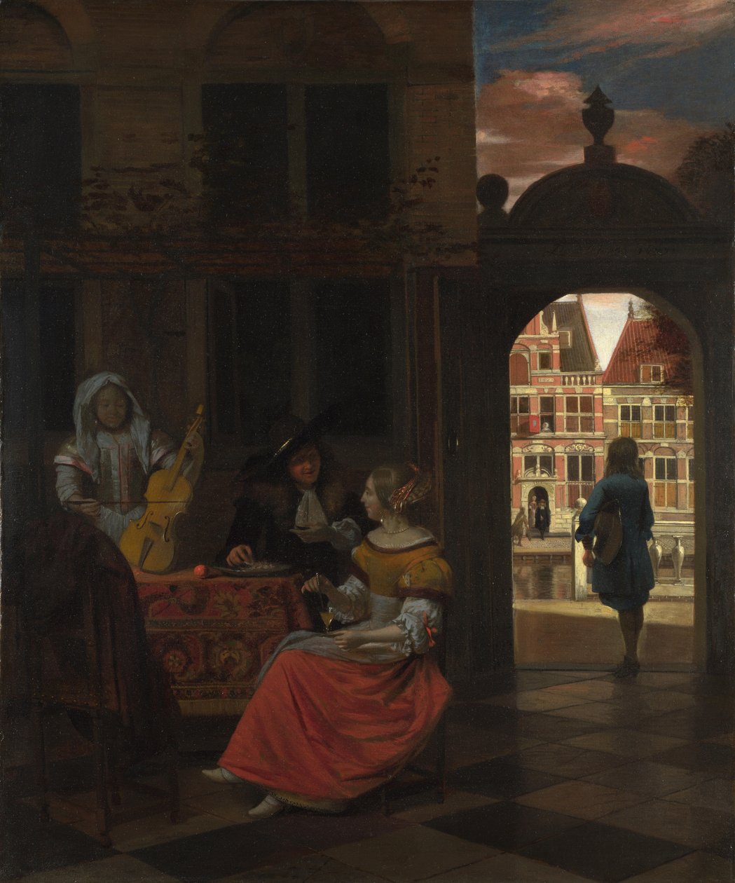 Uma Festa Musical em um Pátio, 1677 de Pieter Hooch de