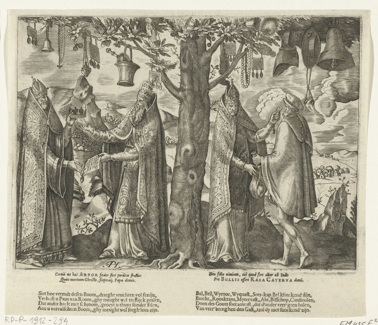 Árvore da idolatria romana, c. 1570 de Pieter Huys