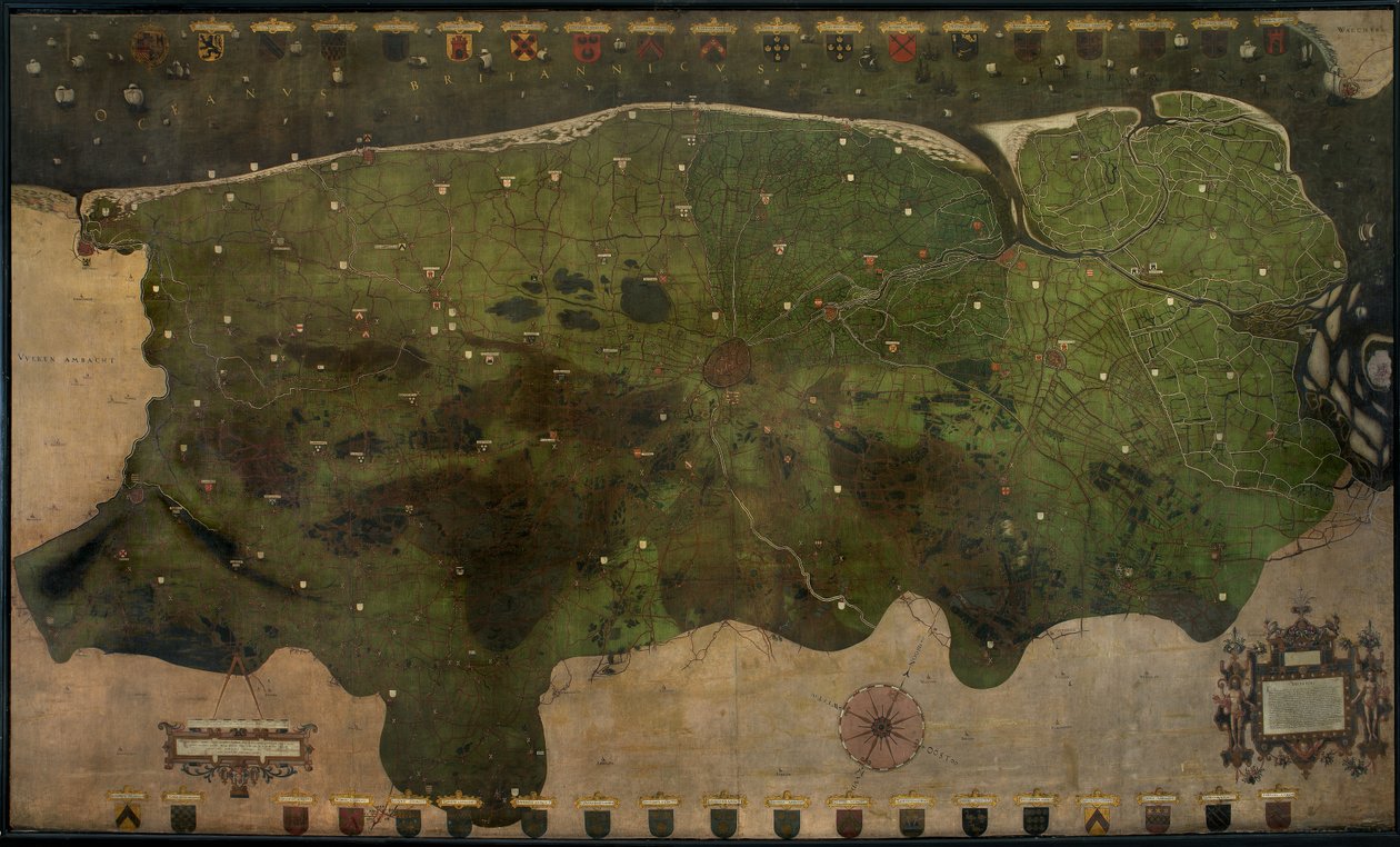 Mapa da Castellany de Bruges (óleo sobre tela) de Pieter II Claeissens