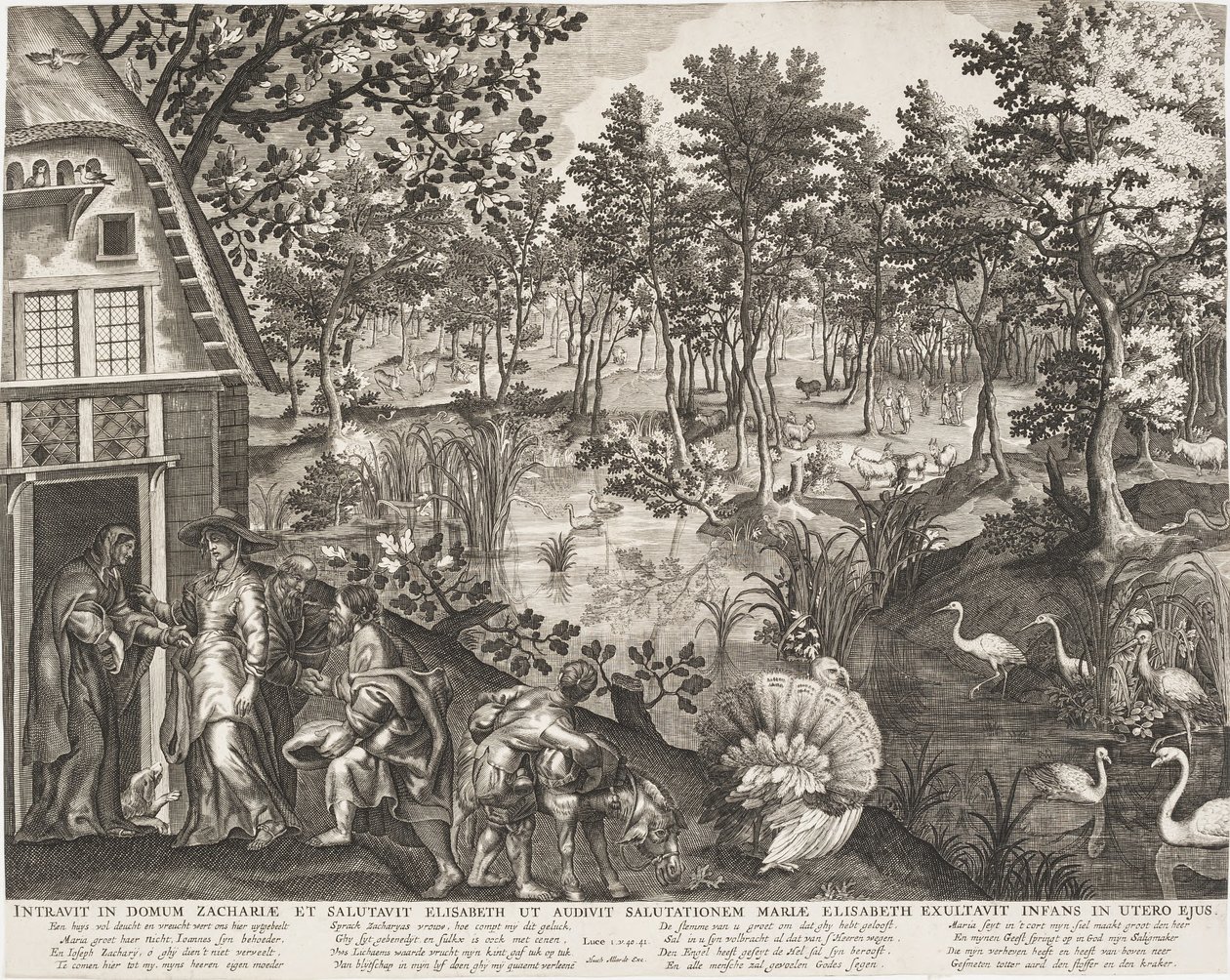 A visitação em uma paisagem arborizada de Pieter II de Jode