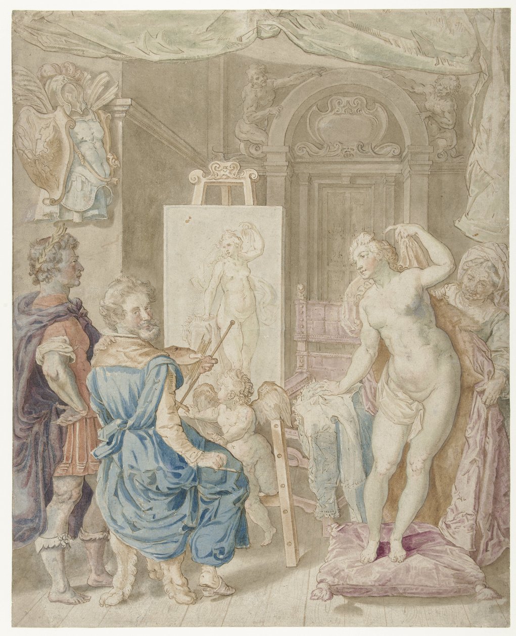 Apeles vai pintar Campaspe de Pieter Isaacsz.