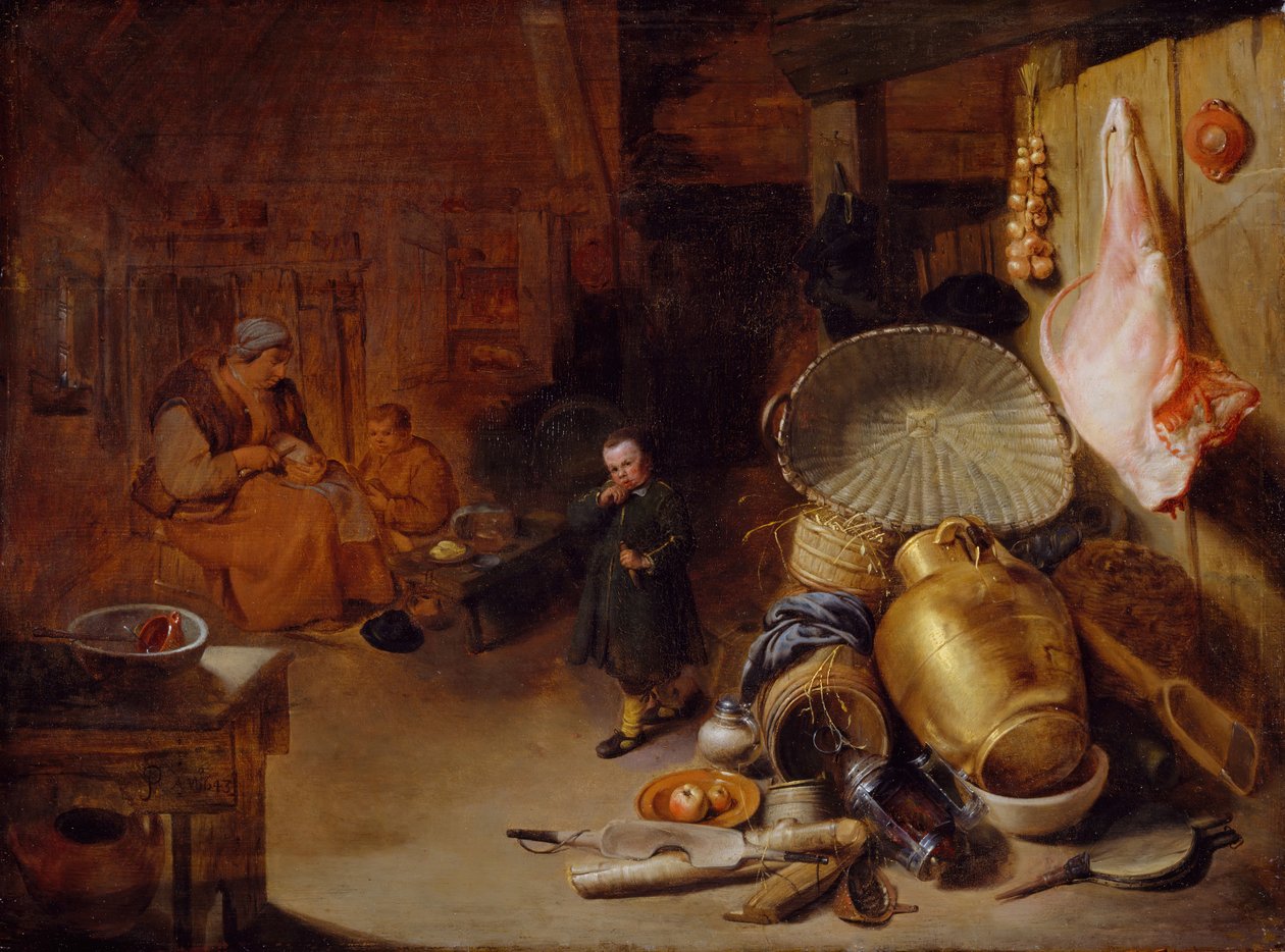 Interior com Figuras, 1643. de Pieter Jacobsz. Duyfhuijsen