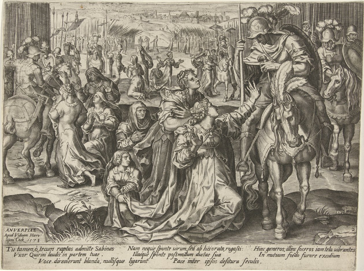Reconciliação entre os Sabines e os Romanos
Representações da história romana (título da série) de Pieter Jalhea Furnius