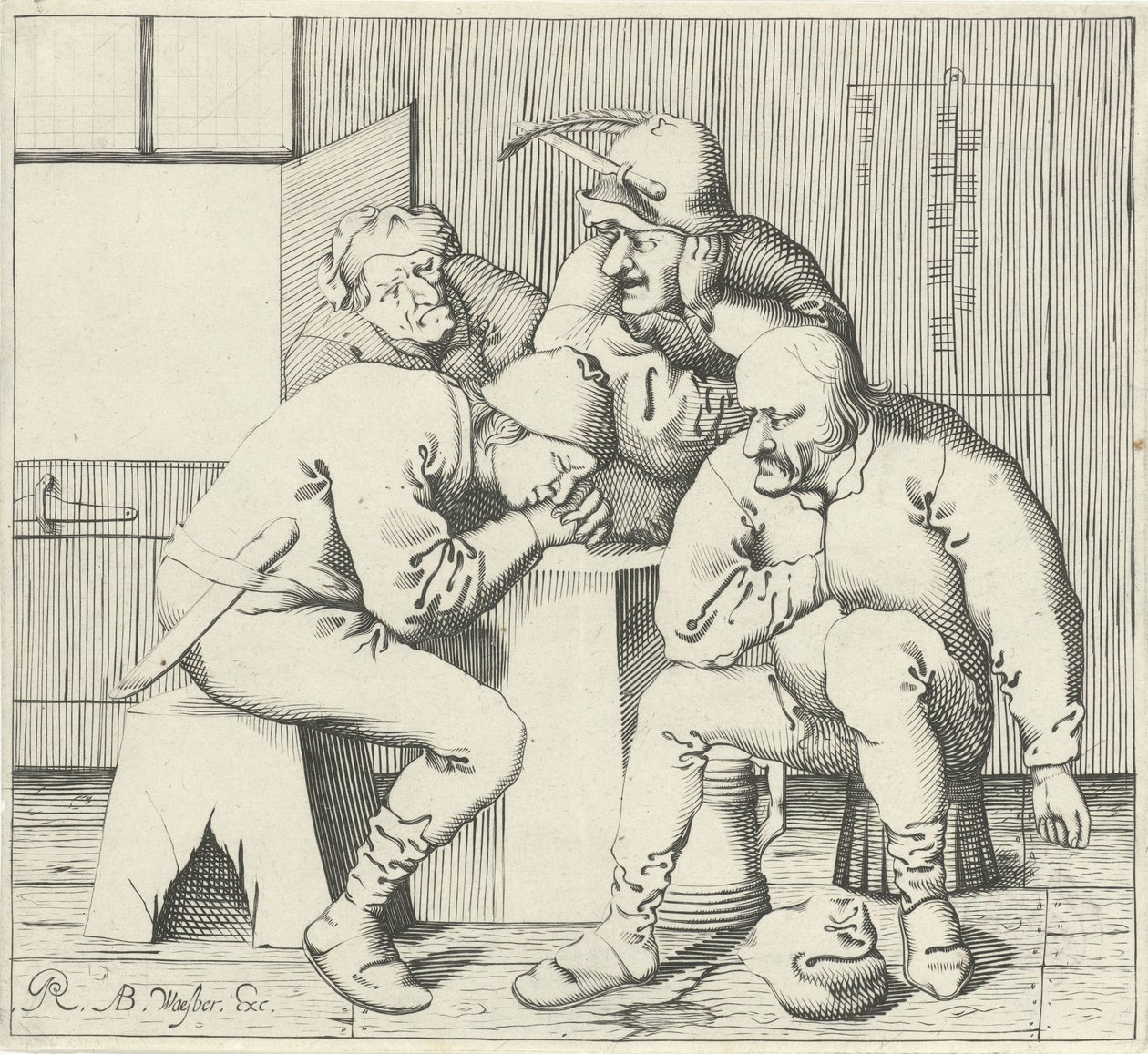 Quatro homens à volta de uma mesa de Pieter Jansz Quast (possibly)