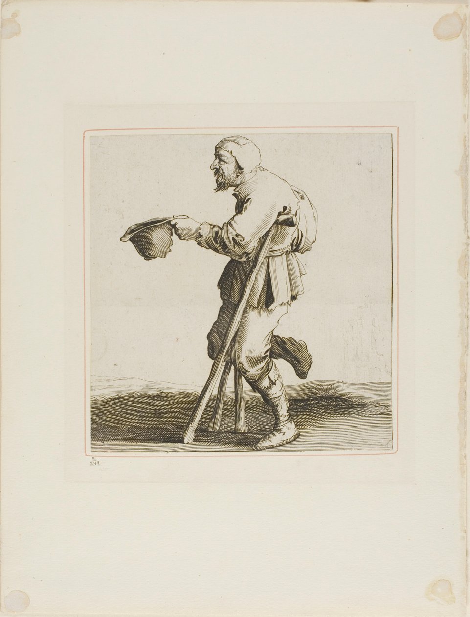 Mendigo coxo a pedir esmola, de T is al verwart-gaern (já é confuso) de Pieter Jansz. Quast