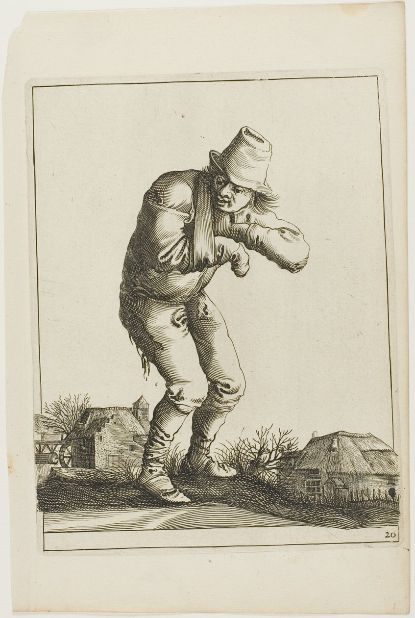 Vagabundo com uma funda, de T is al verwart-gaern (já é confuso) de Pieter Jansz. Quast