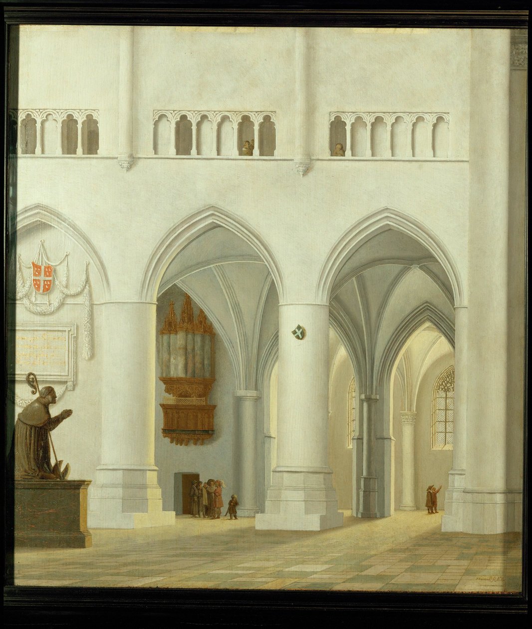 Interior da igreja de São Bavo em Haarlem, Países Baixos ... de Pieter Jansz Saenredam
