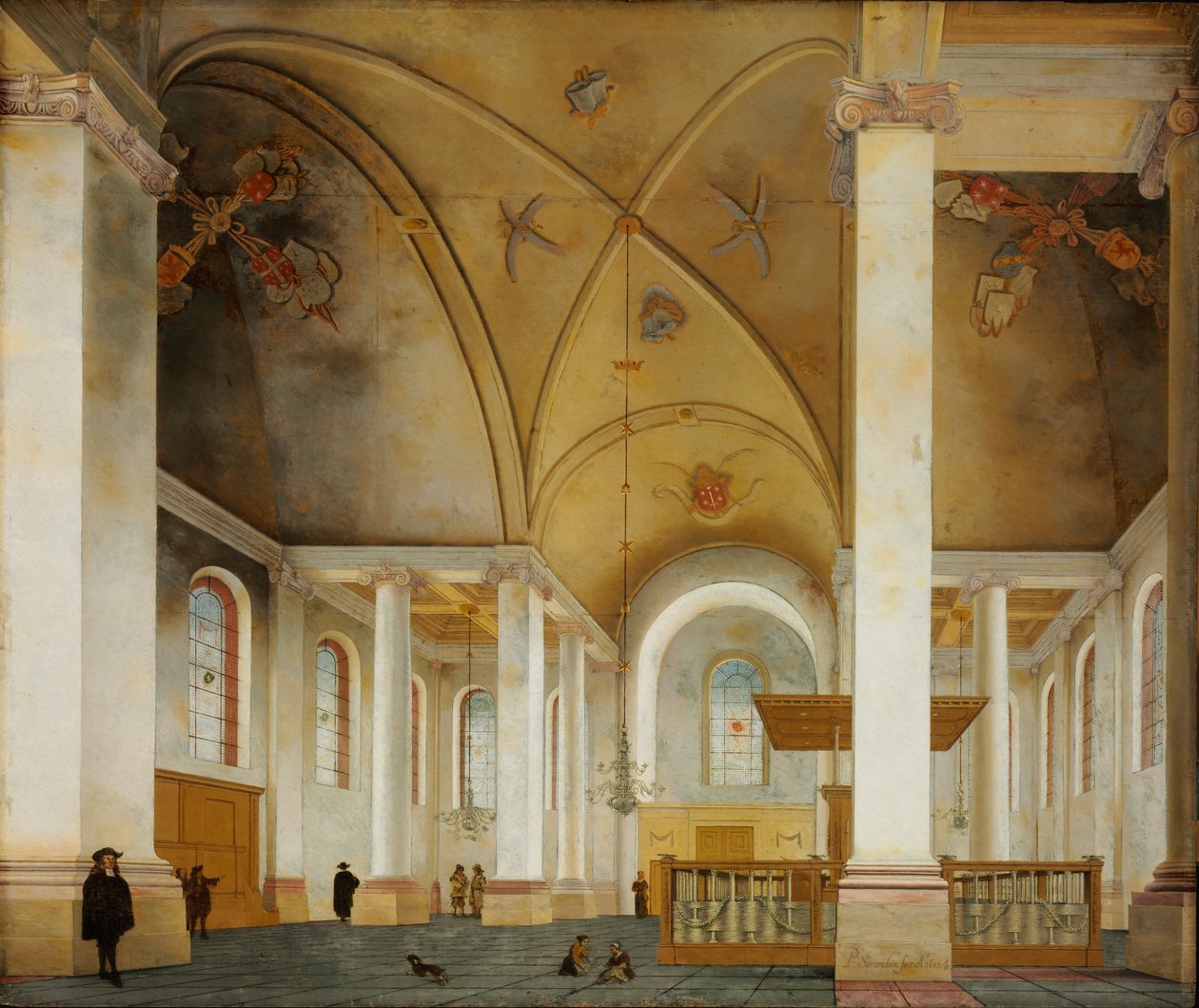 O Nieuwe Kerk em Haarlem - Peinture de Pieter Saenredam (1597-1665) - 1653 - Óleo sobre madeira - 86x103 - Szepmuveszeti Muzeum, Budapeste de Pieter Jansz Saenredam