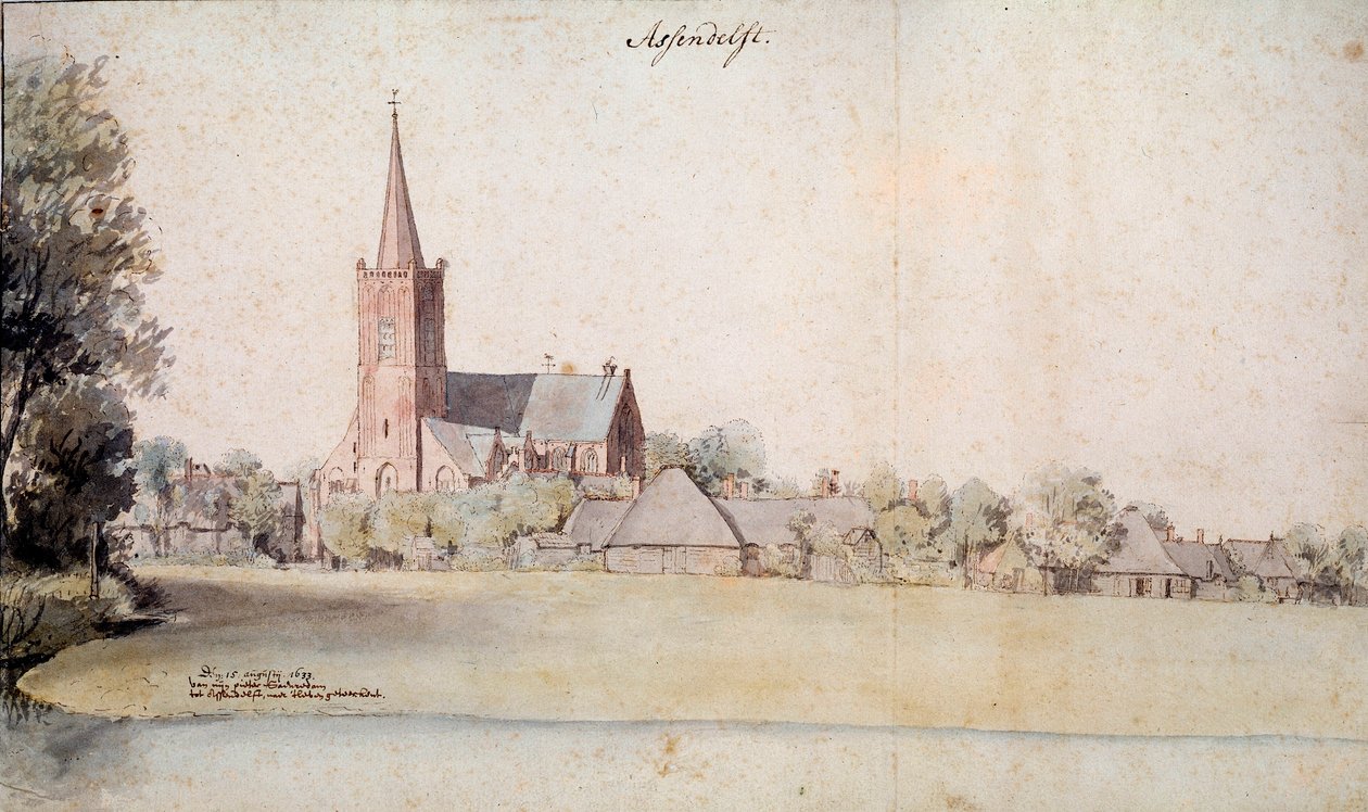 Vista de Assendelft na Holanda em 1633 Desenho de Pieter Jansz (1597-1665) 1633 Paris. Instituto Holandês de Pieter Jansz Saenredam