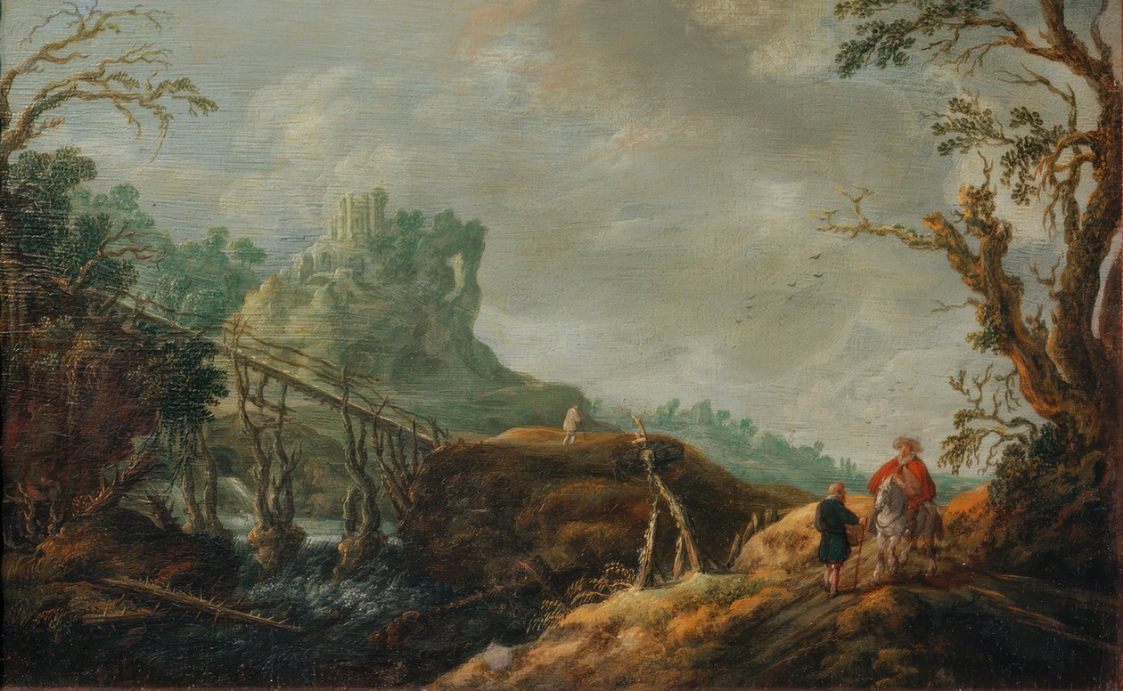 Paisagem do Rio com Ponte de Madeira e Ruína de Pieter Jansz van Asch
