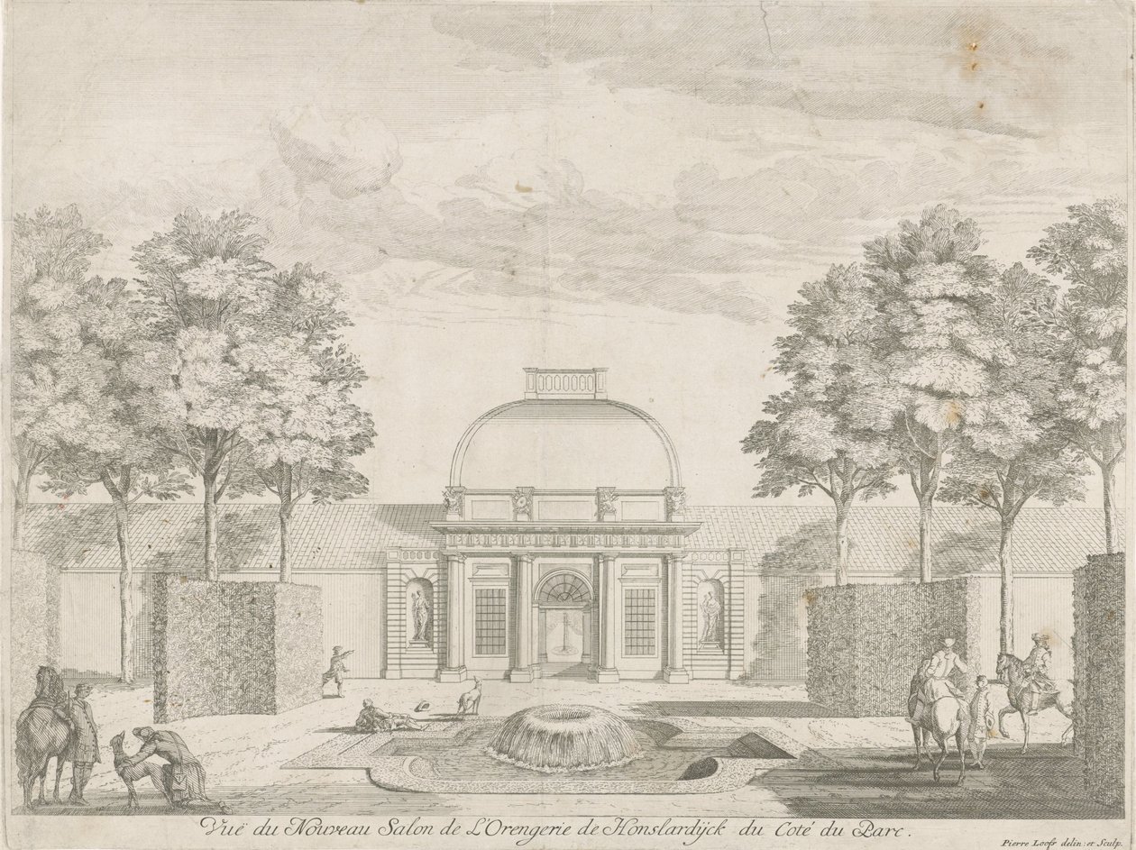 Orangery de Honselersdijk, visto do parque Vue du Nouveau Salon de l