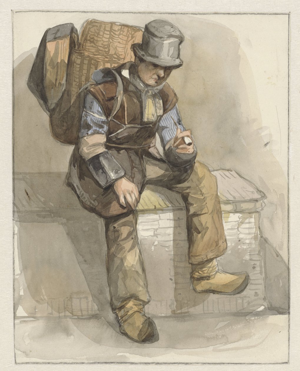 Vendedor ambulante sentado de Pieter Marinus van de Laar (attributed to)
