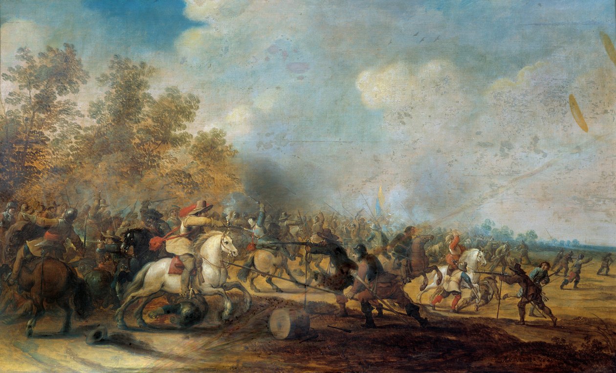 Pintura de Carga de Cavalaria por Pieter Meulener (1602-1654) de Pieter Meulener