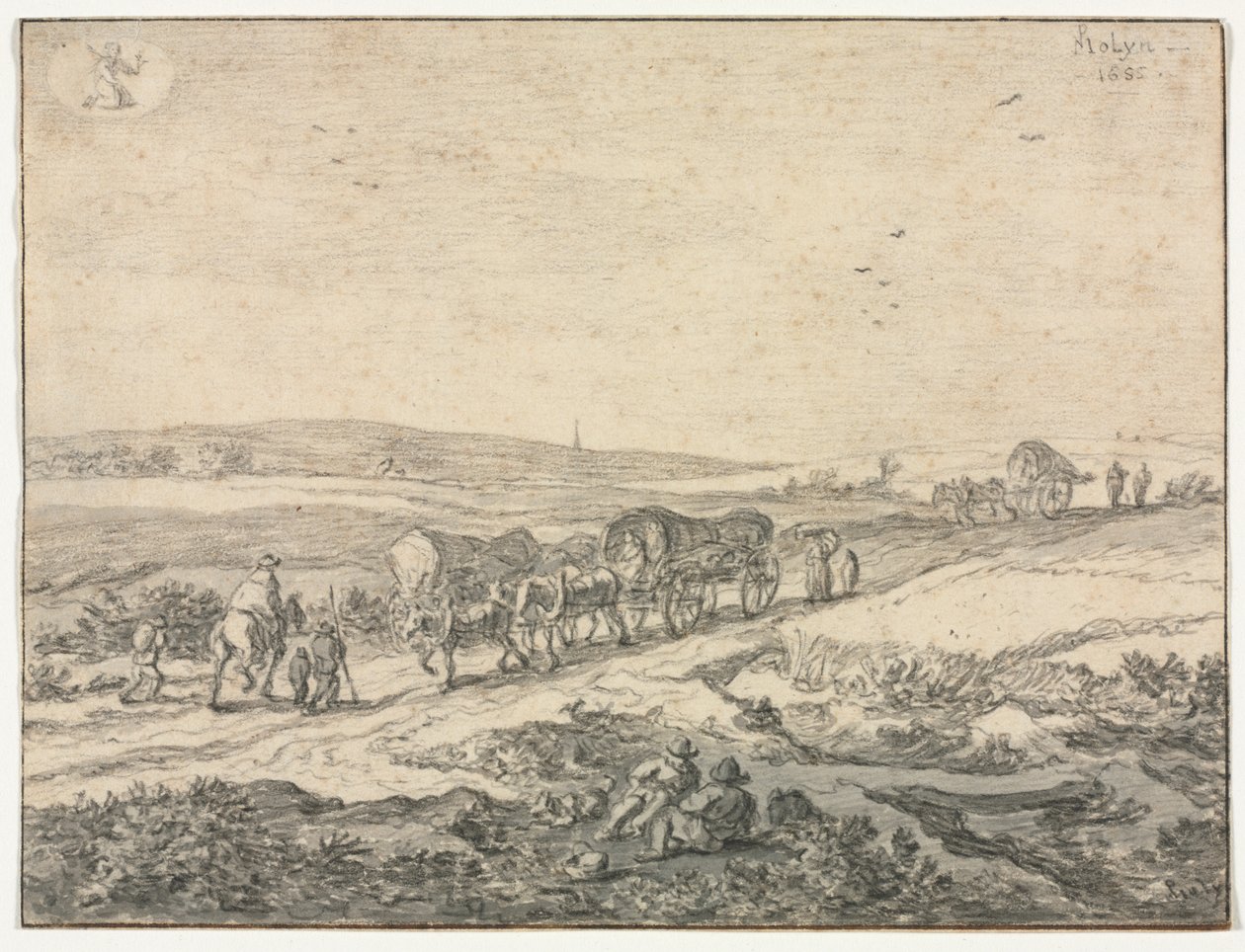 Agosto: Paisagem com carroças de Pieter Molyn