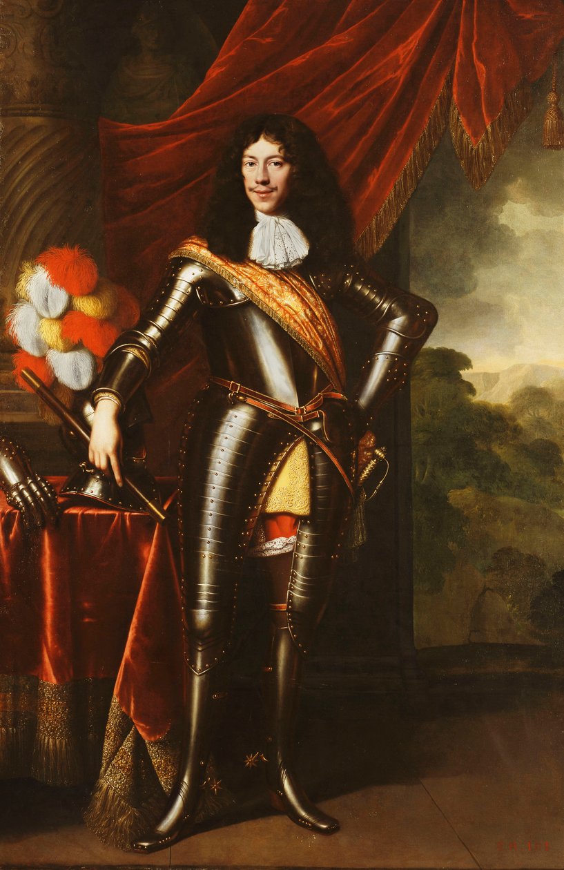 Retrato de um cavalheiro, possivelmente um membro do Hohenzollern, de corpo inteiro, em armadura, de Pieter Nason