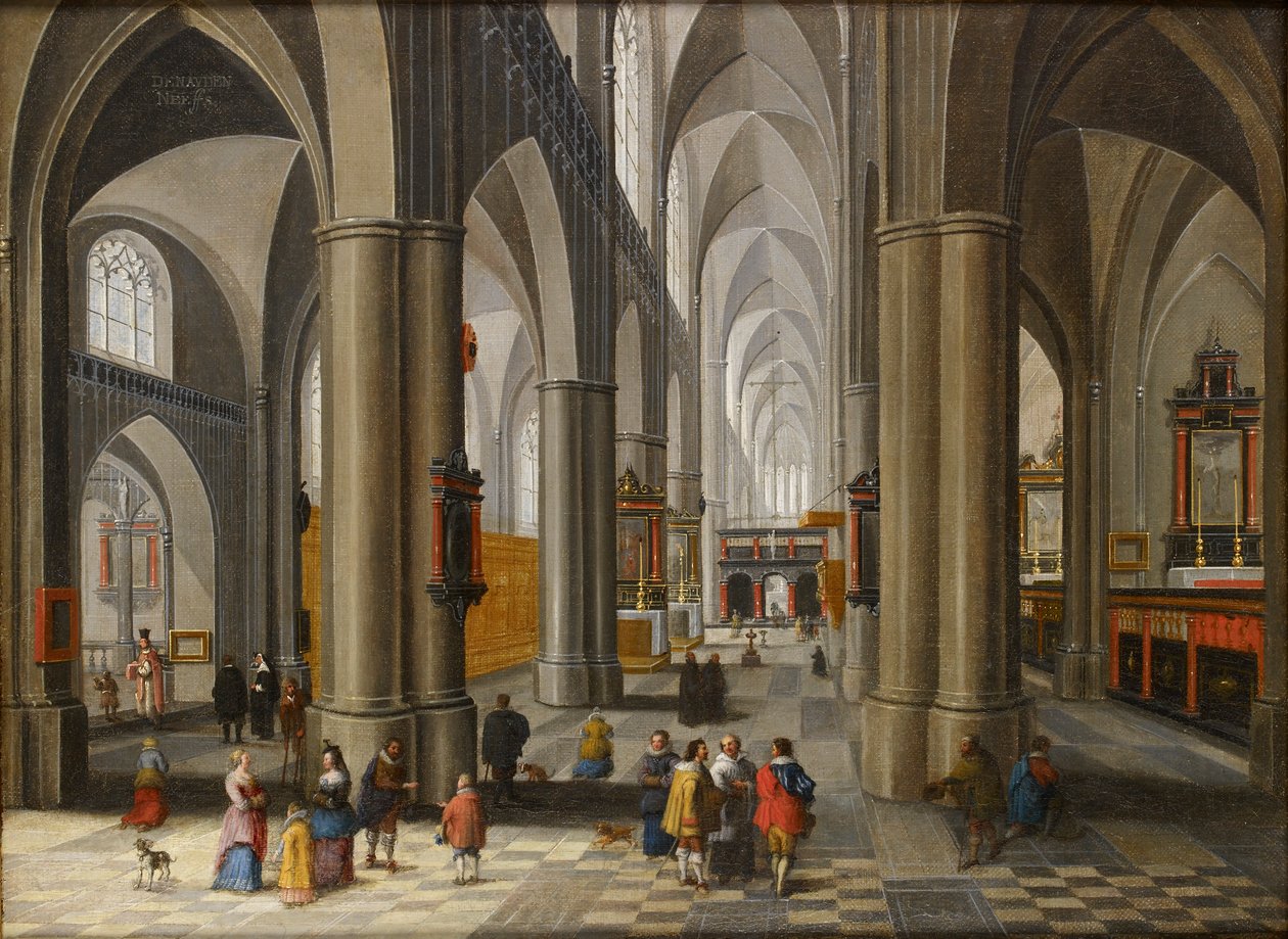 Interior de uma Catedral com Figuras, 1640-1660 de Pieter Neefs