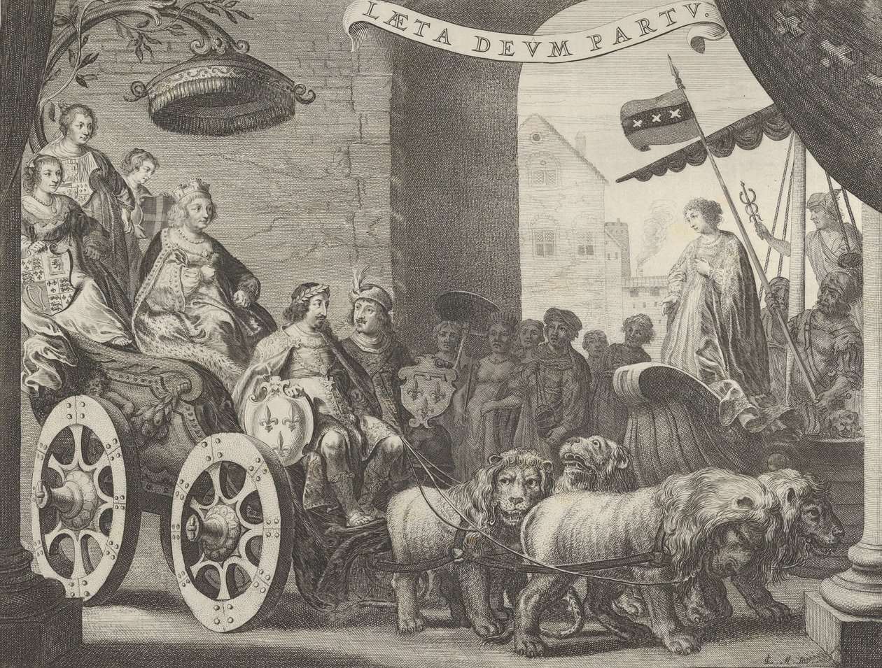 Gravura 5a: Marie de Medici como Berecynthia, de Caspar Barlaeus, Medicea Hospes, 1638. de Pieter Nolpe