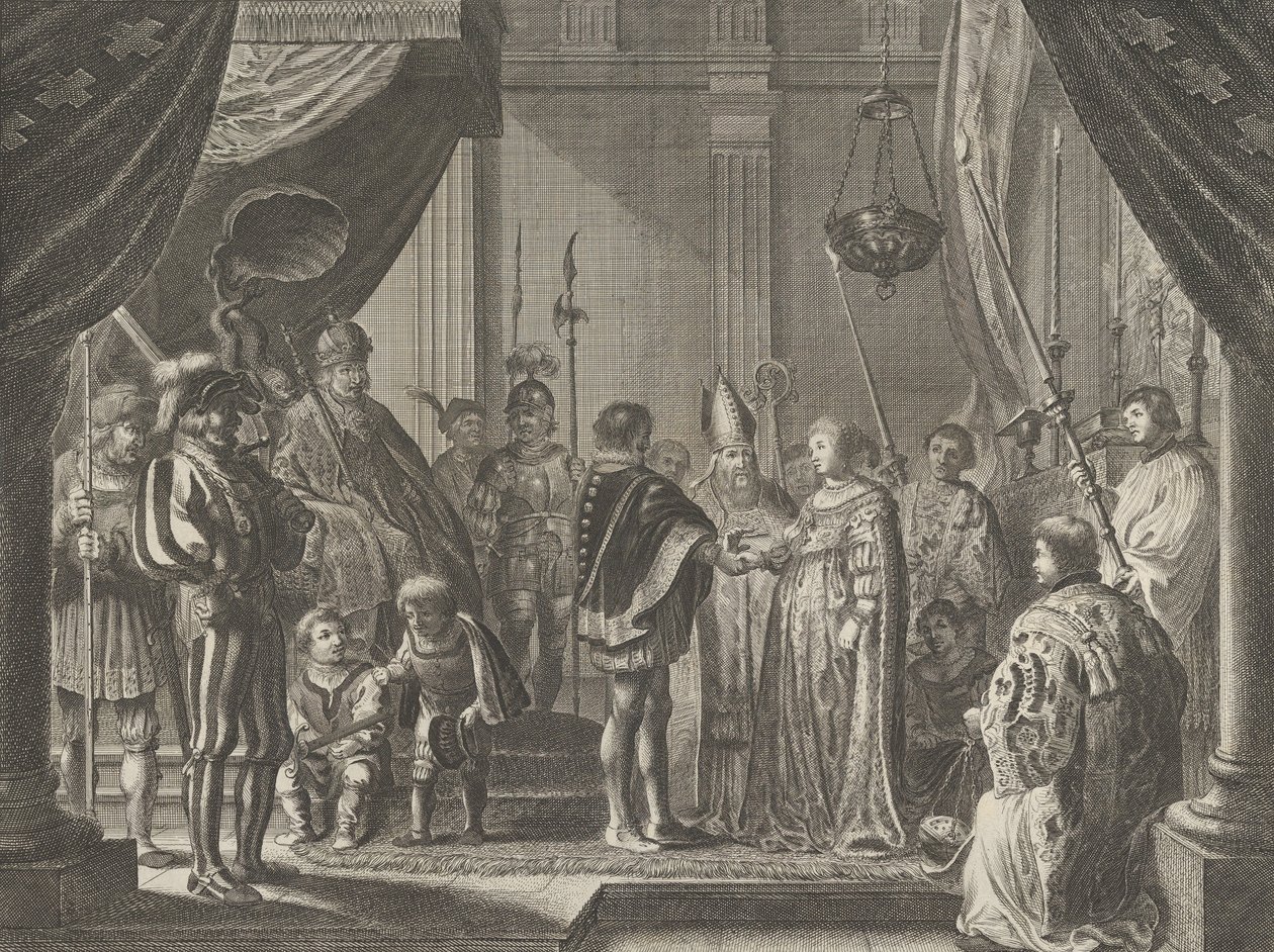 Gravura 7: O Casamento de Francisco I de Médici e Joana da Áustria, de Caspar Barlaeu..., 1638. de Pieter Nolpe