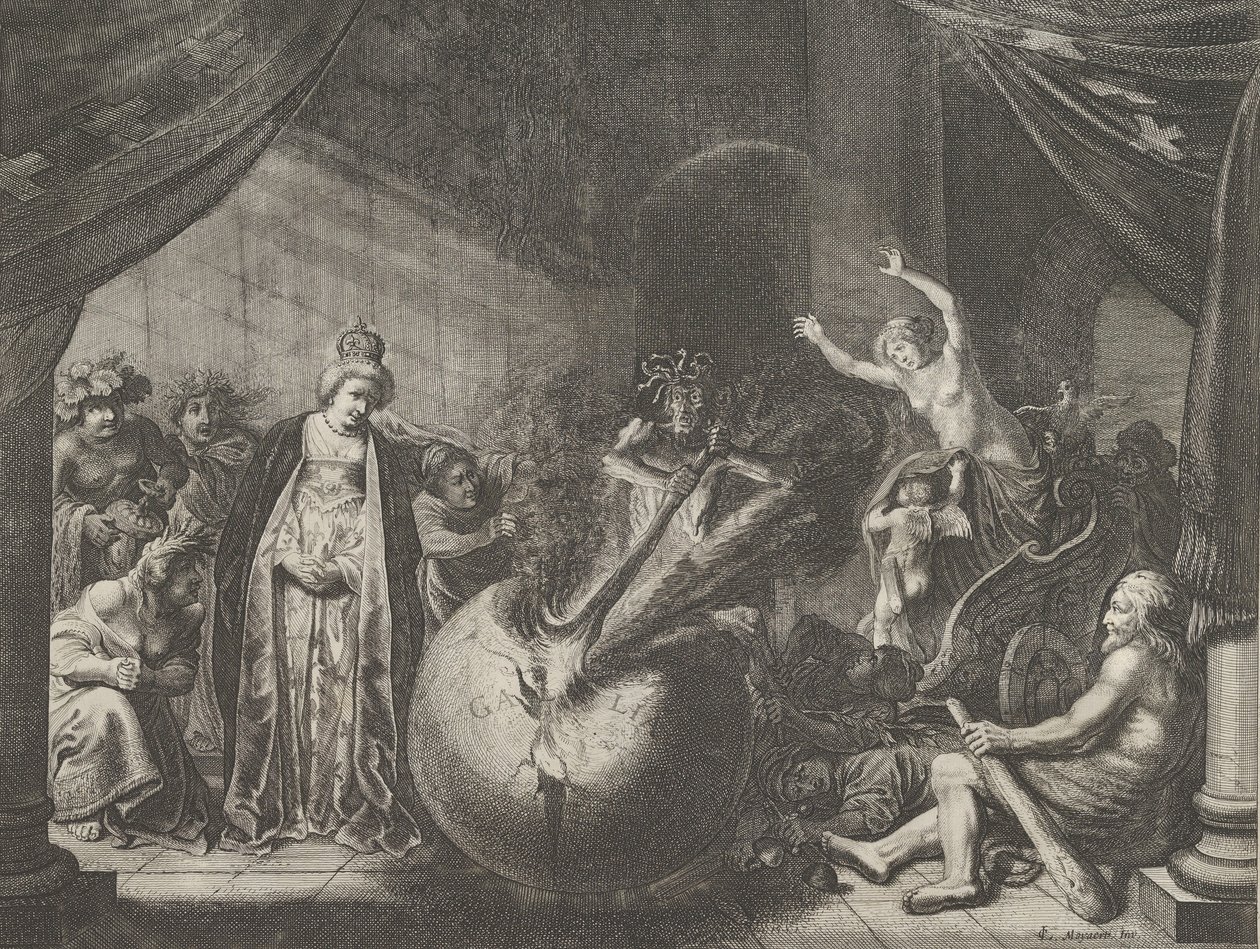 Gravura 9: Alegoria sobre a discórdia na França, de Caspar Barlaeus, Medicea Hospes, 1638. de Pieter Nolpe