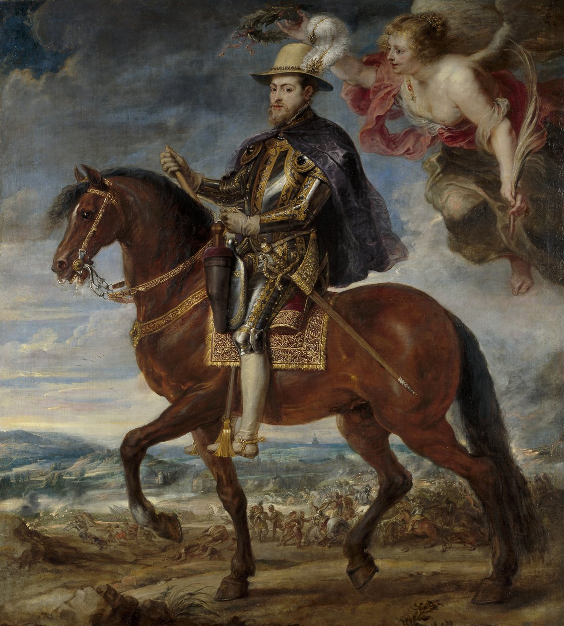 Retrato de Filipe II 1527-1598 a cavalo, 1628 de Peter Paul Rubens