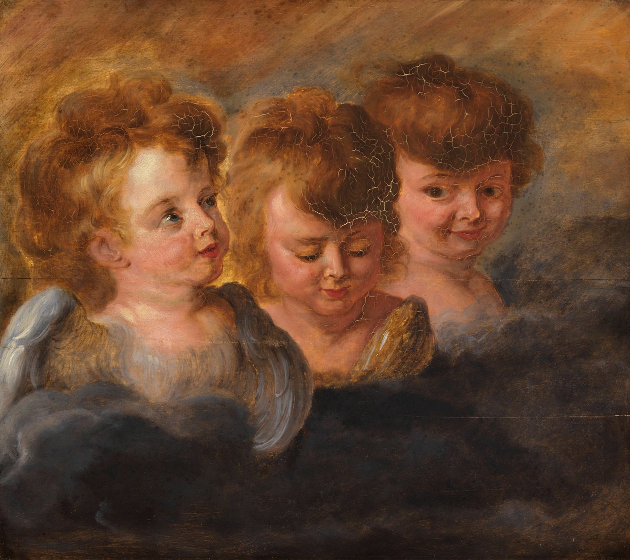 Três cabeças de anjo nas nuvens. de Pieter Paul Rubens