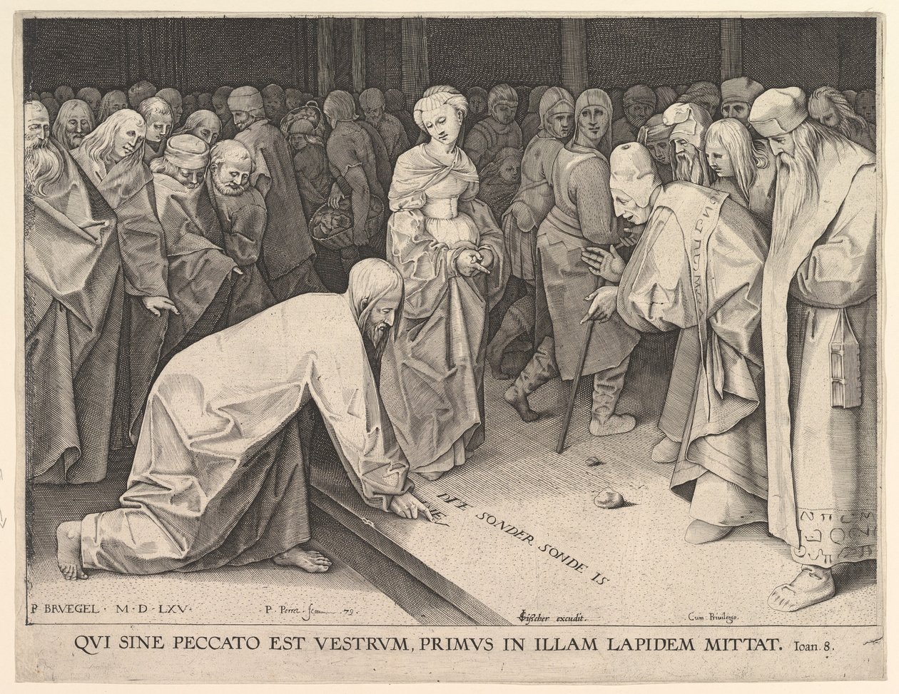 Cristo e a Mulher Apanhada em Adultério, 1579. de Pieter Perret