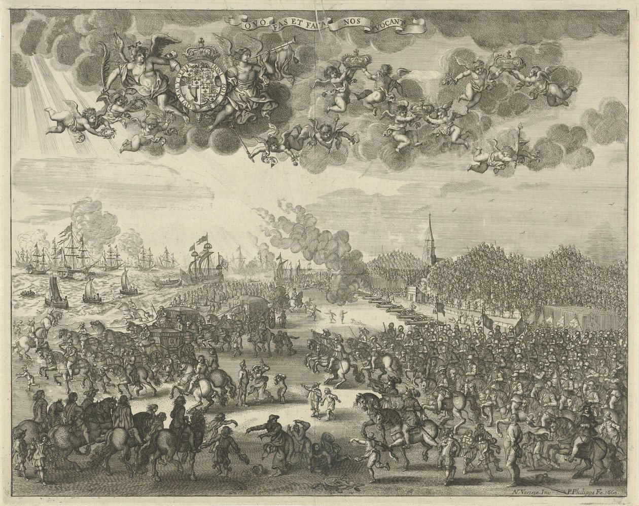 Partida de Carlos II de Scheveningen para a Inglaterra, 1660 de Pieter Philippe