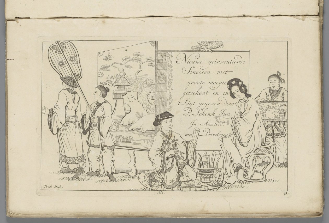 Ilustrador chinês e outras figuras chinesas
Novas figuras chinesas ilustradas desenhadas com grande dificuldade e dadas em Lay, de P. Schenk Jun (...), segundo volume (título da série sobre o objecto) de Pieter Schenk (II)