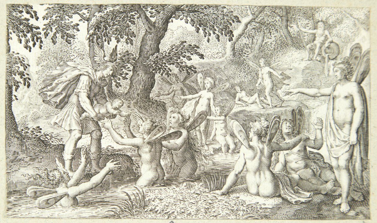 Mercúrio confia Baco às ninfas do Monte Nisa de Pieter Serwouters