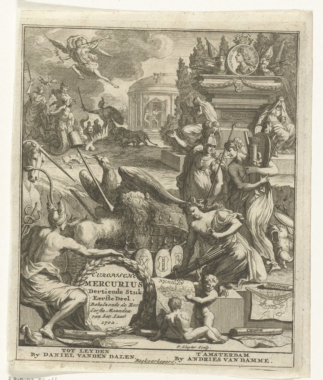 Página de título para o Mercúrio Europeu de 1702 Mercúrio Europeu, Décima Terceira Parte Um. Contendo os seis primeiros meses do ano de 1702 (título no objeto) de Pieter Sluyter
