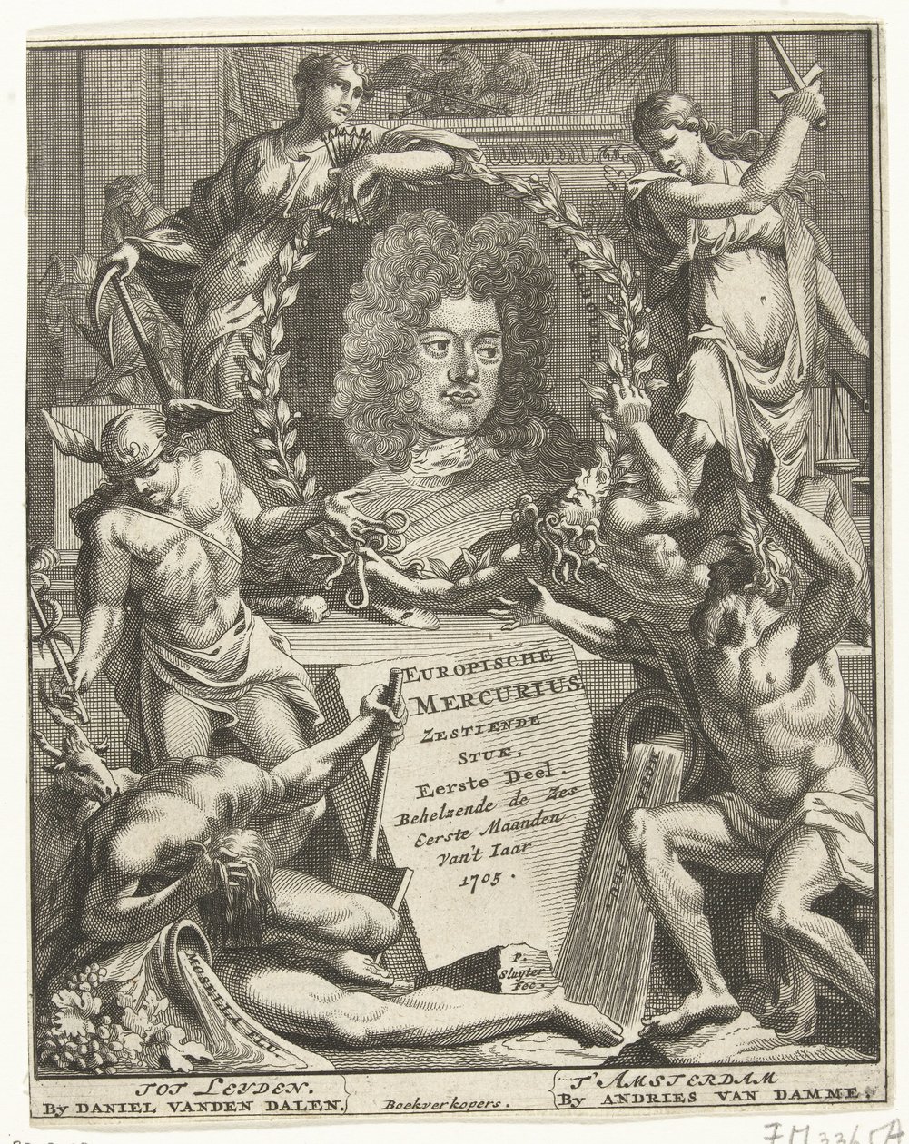 Página de título do Mercúrio Europeu, 1705 de Pieter Sluyter