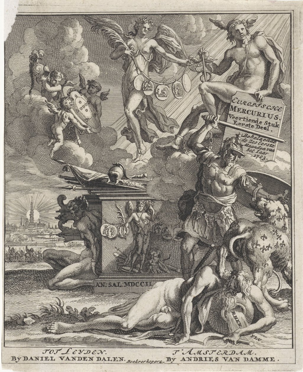 Página de rosto para: Mercúrio Europeu, 14ª parte, 1ª parte, 1703 de Pieter Sluyter