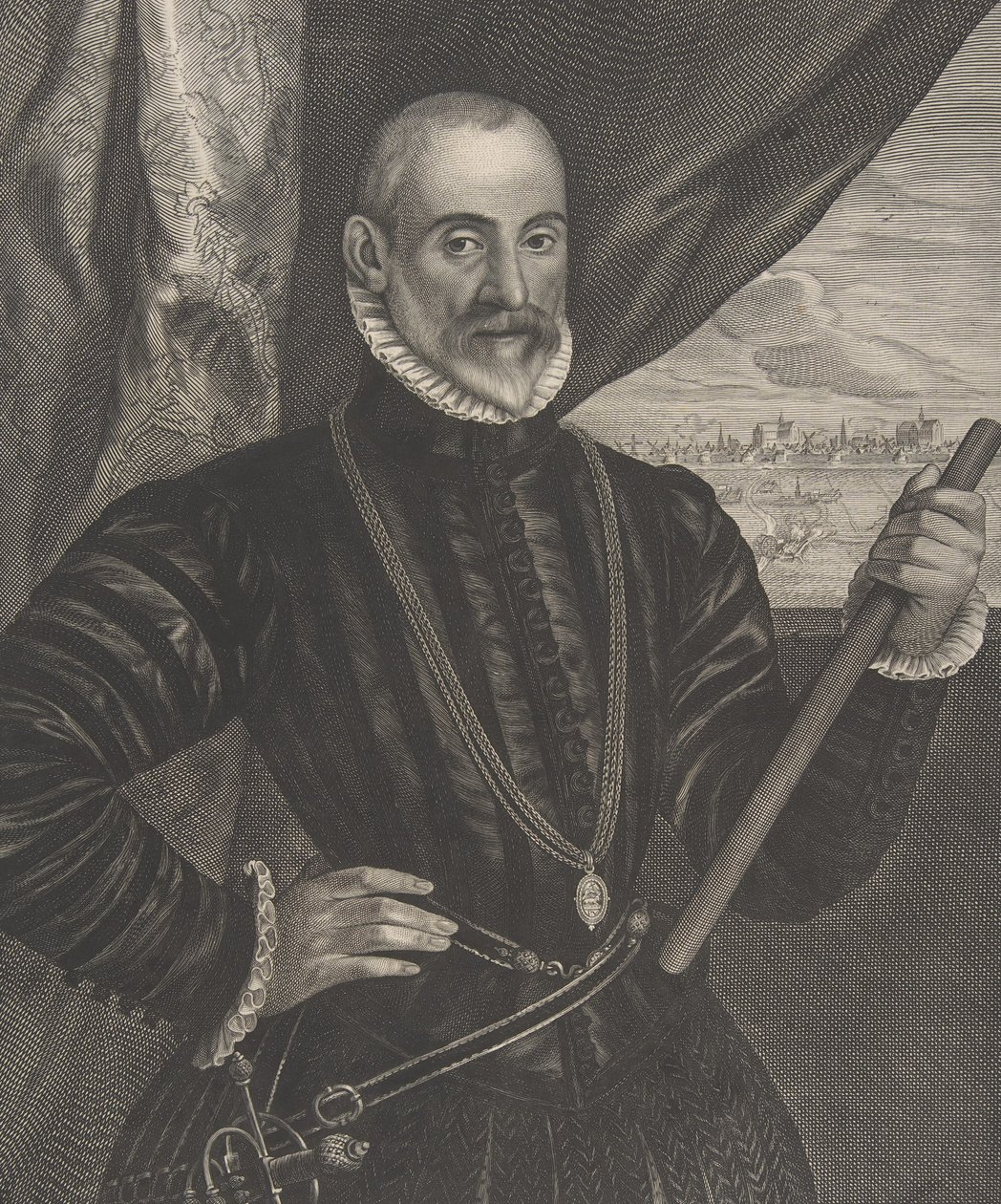 Francisco Valdés, Comandante Espanhol, da série Quatuor Personae..., 1649. de Pieter Soutman